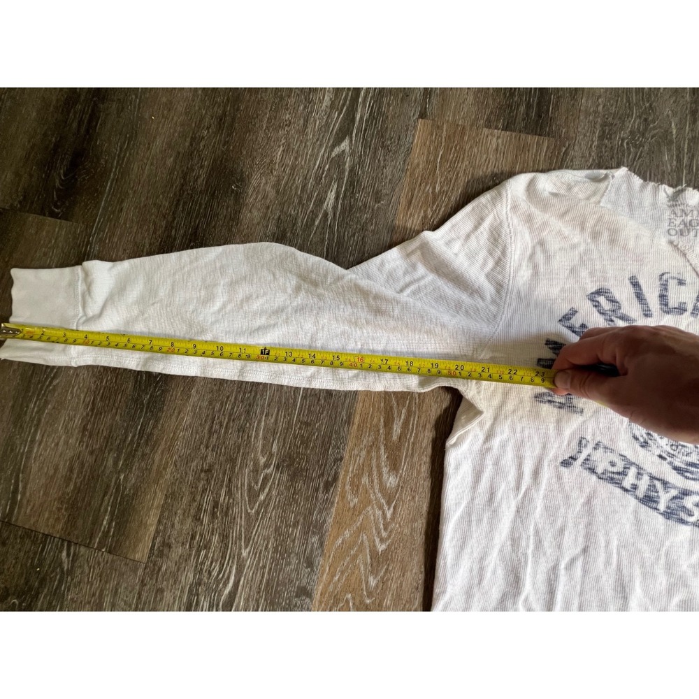 American Eagle Thermal Shirt Mens Large White Vintage Fit Phys Ed Distressed - Picture 5 of 7